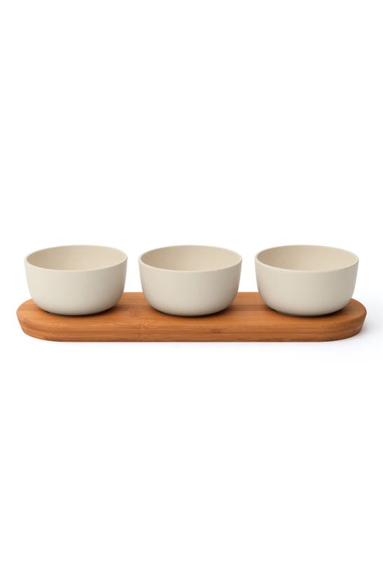 Berghoff Leo 4-piece Bowl & Bamboo Tray Set In Beige