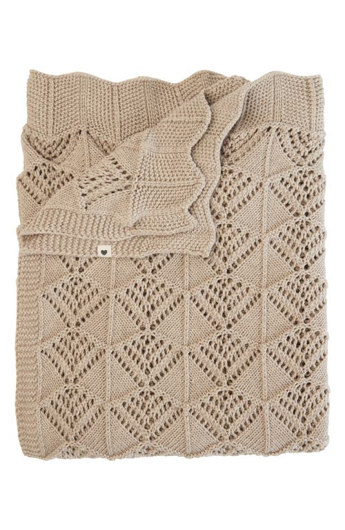 Shop Bibs Organic Cotton Wavy Knit Baby Blanket In Vanilla