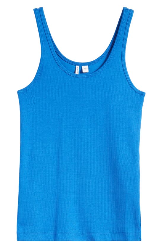 Shop Nordstrom Rib Scoop Neck Cotton Tank In Blue Marmara