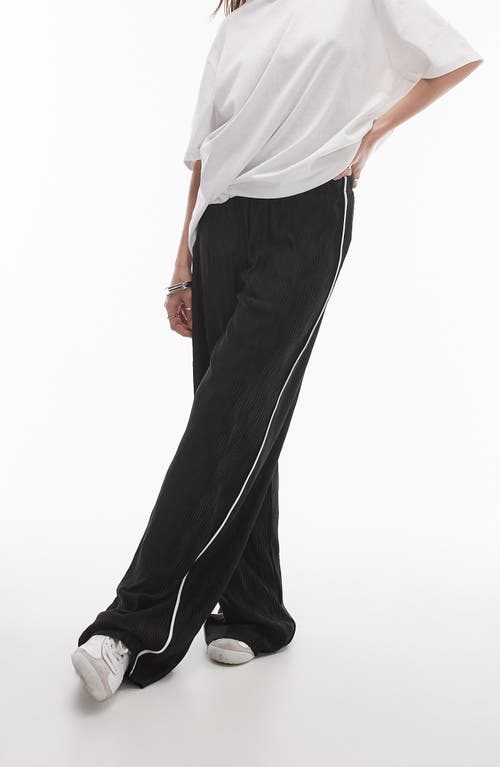 Shop Topshop Crinkle Side Stripe Pants In Black