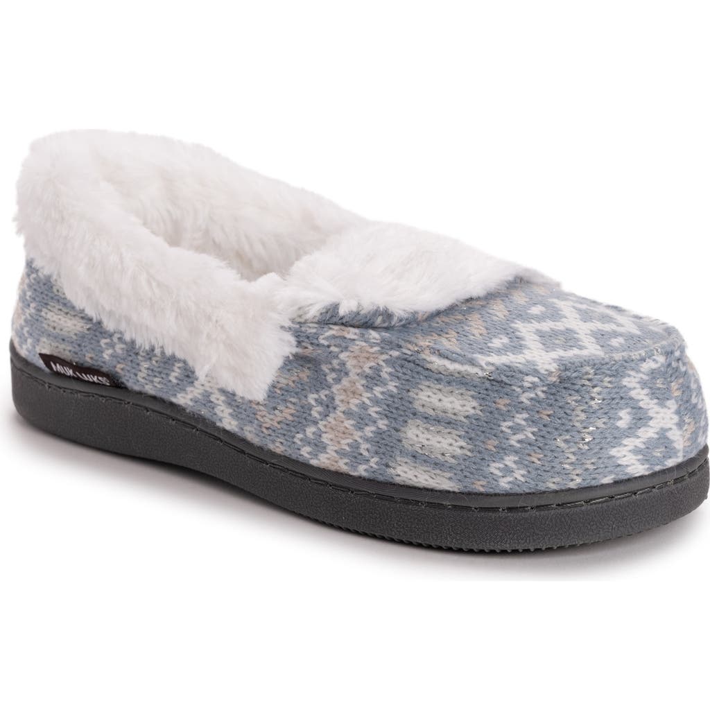 Muk Luks Anais Faux Fur Moccasin Slipper In Silver Fox