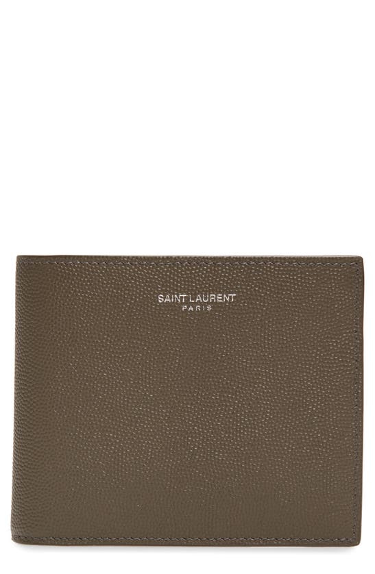 Saint Laurent Pebble Grain Leather Wallet In Brown