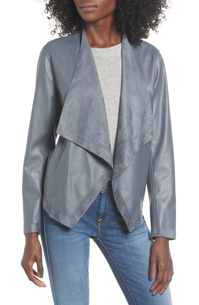 BB Dakota Teagan Reversible Faux Leather Drape Front Jacket | Nordstrom