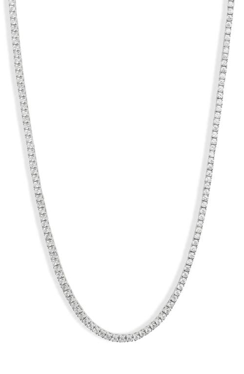 Classic Tennis Necklace in Silver/White