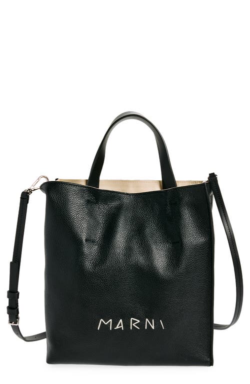 Marni Museo Small Soft Leather Tote In Black