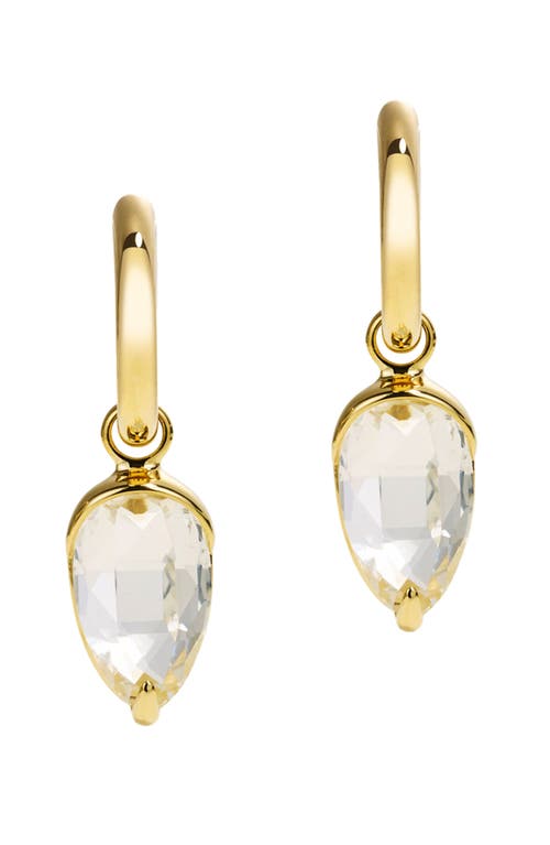 By Pariah Acorn Drop Hoop Earrings In White Topaz
