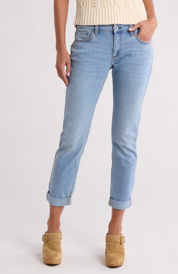Rag & Bone Dylan Low Rise Slim Boyfriend Cuffed Jeans In Light Wash