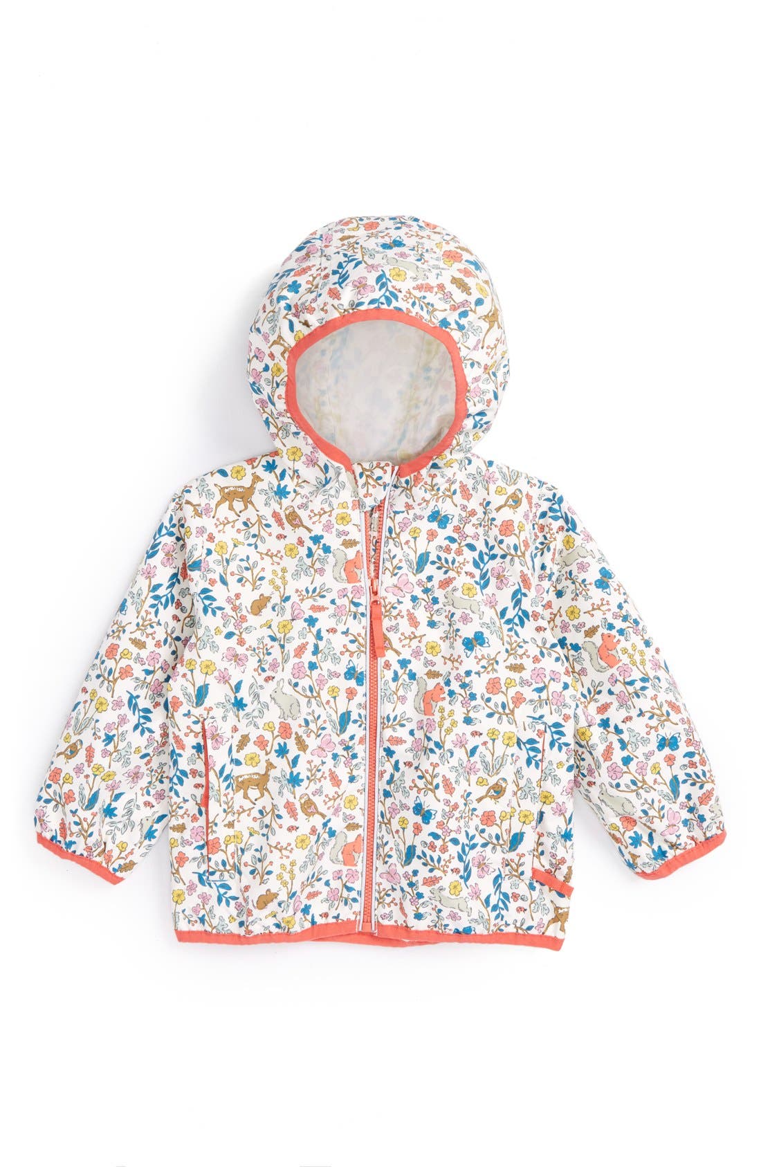 Mini Boden 'Pretty Packaway' Print Waterproof Rain Jacket (Baby Girls