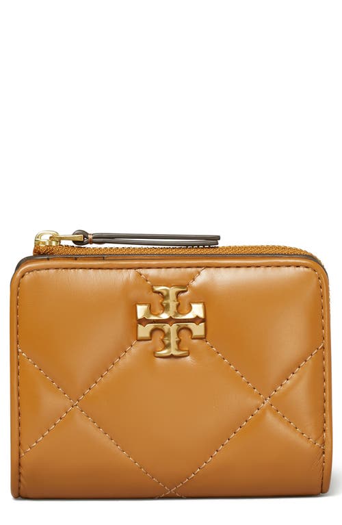 Tory Burch Kira Diamond Quilted Leather Bifold Wallet In Tan