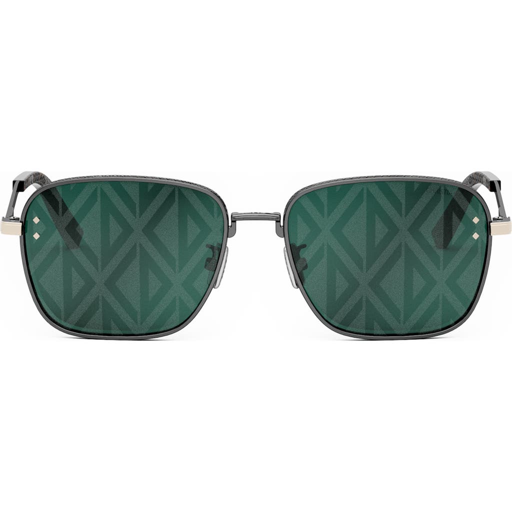 Dior Cd Diamond S4u 55mm Geometric Sunglasses In Gray/green Mirrored Solid