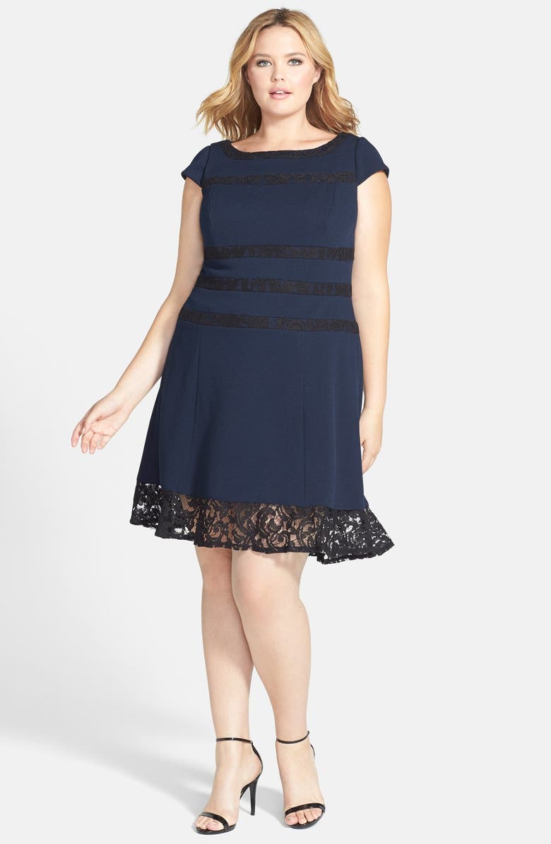 Adrianna Papell Lace Detail Fit & Flare Dress (Plus Size) | Nordstrom