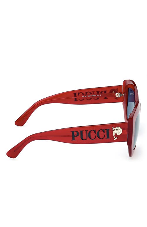 Pucci Women's Shiny Red & Blue Geometric Sunglasses In Milky Red/pale Gold/blue