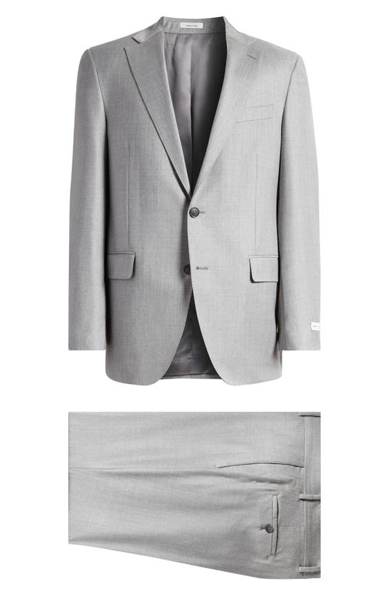 Shop Peter Millar Heathered Wool Suit In Light Grey