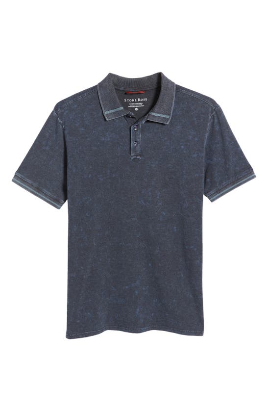 Stone Rose Tipped Acid Wash Performance Jersey Polo In Navy
