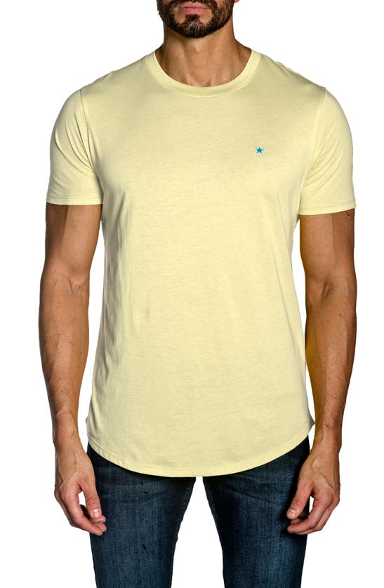 Jared Lang Short Sleeve Cotton T-shirt In Pastel Yellow