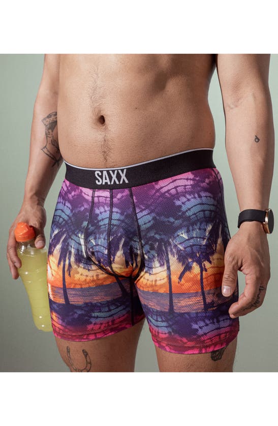 Shop Saxx Volt Breathable Sim Fit Mesh Boxer Briefs In Horizon Palms- Multi