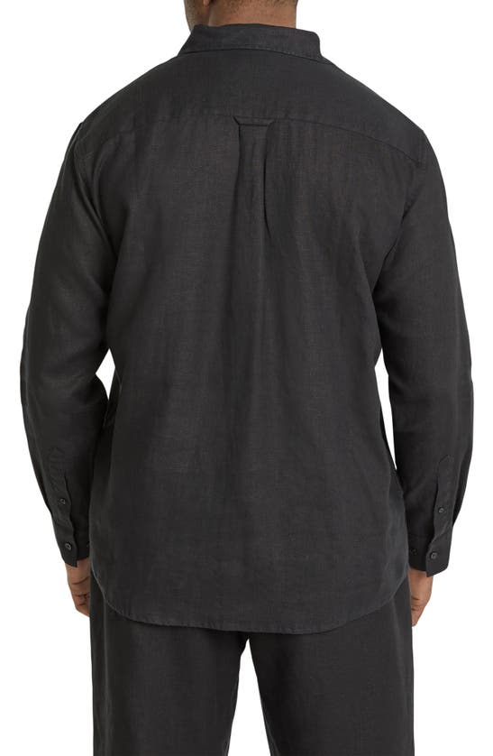 Shop Johnny Bigg Resort Relaxed Fit Linen Button-up Shirt In Black