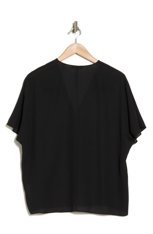Vince Short Sleeve V-neck Top In Black
