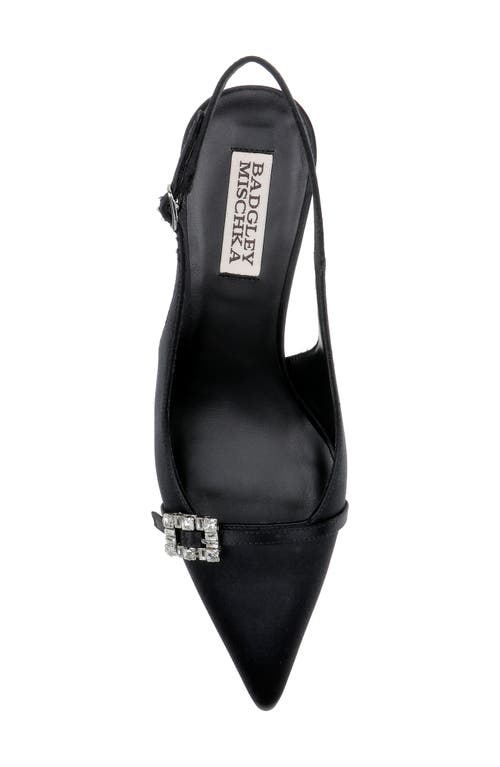 Shop Badgley Mischka Collection Annmarie Slingback Pointed Toe Pump In Black Satin