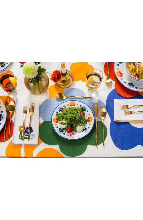 Misette Set Of 4 Patchwork Linen Placemats In Floral Group - Green/blue