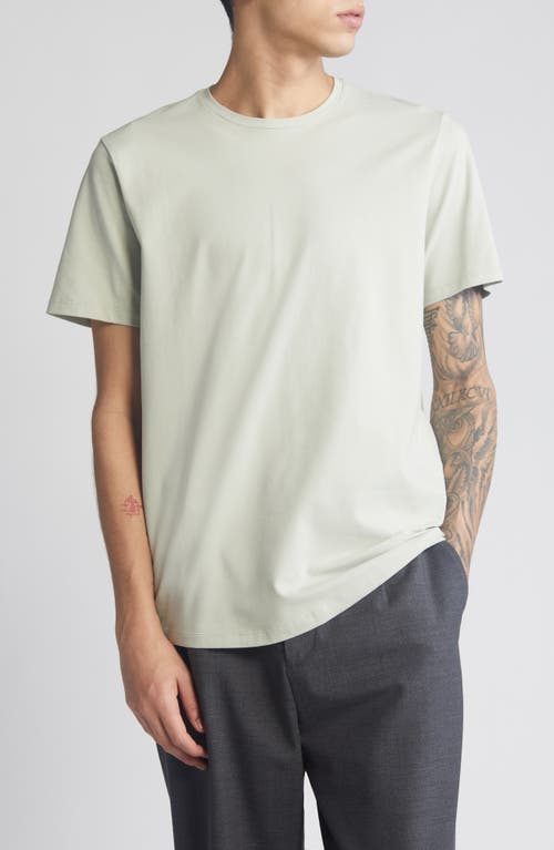 Crewneck Stretch Cotton T-Shirt in Green Silicate