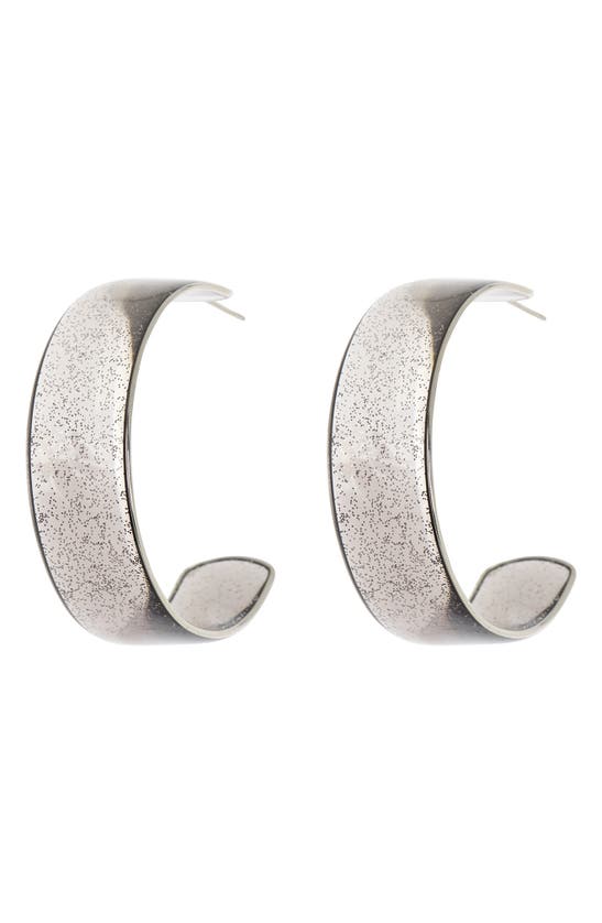 Melrose And Market 50mm Plastic Glitter Hoop Earrings In Grey- Rhodium