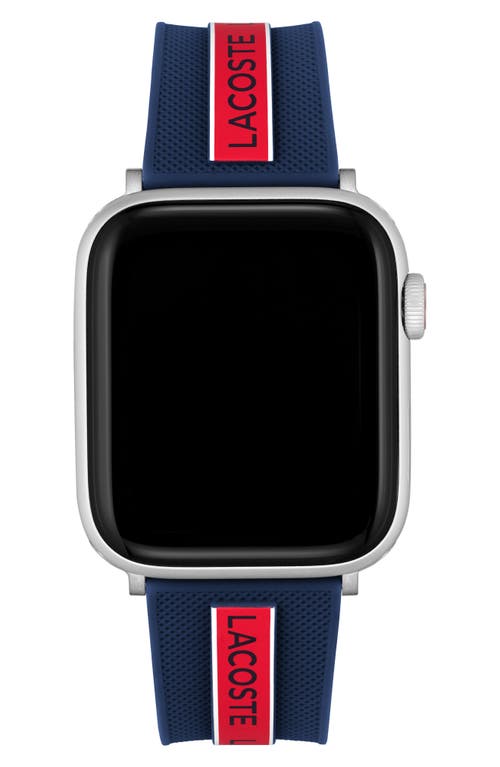 Lacoste Striping Silicone 20mm Apple Watch® Watchband in Blue