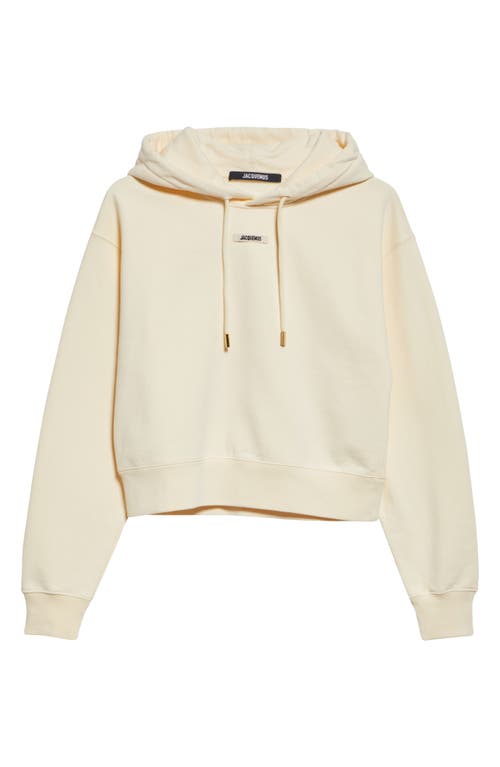 Jacquemus Le Grosgrain Logo Cotton Fleece Crop Hoodie at Nordstrom,