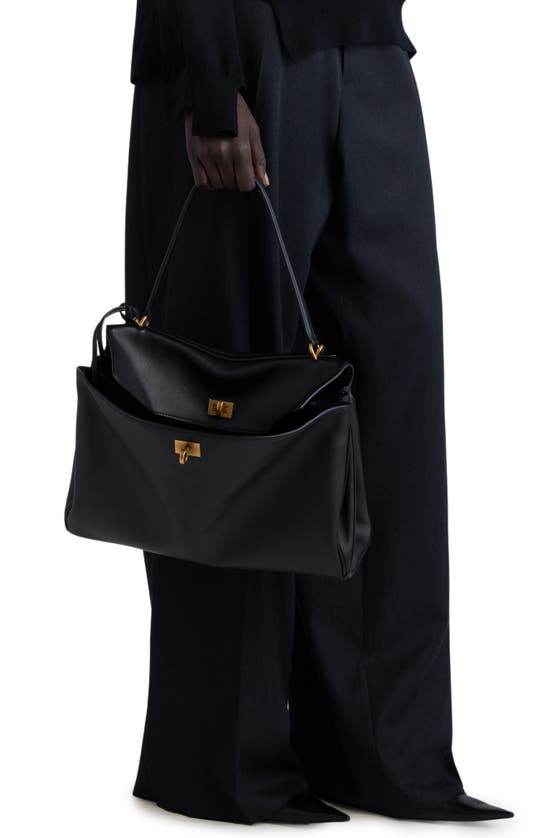 Balenciaga Shoulder Bag Structured Gold-tone Hardware In Black