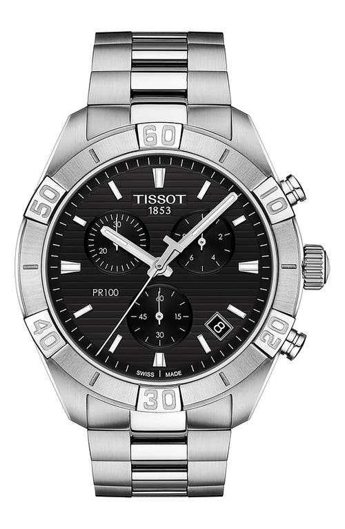 Tissot PR 100 Chronograph Bracelet Watch, 44mm in Black at Nordstrom