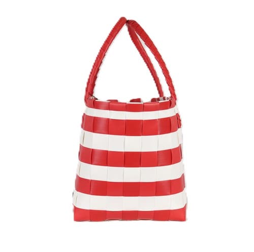 Handed By Paris Spirit Recycled Tote Bags In Chili Red/white