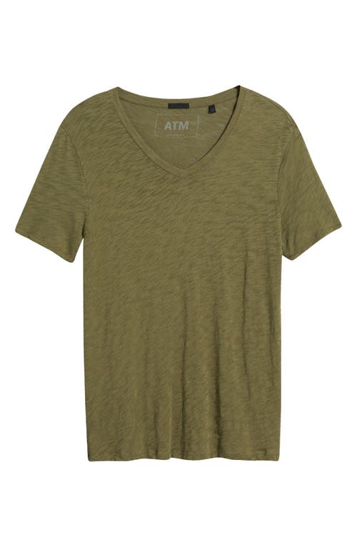 ATM Anthony Thomas Melillo Slub V-Neck T-Shirt in Army 