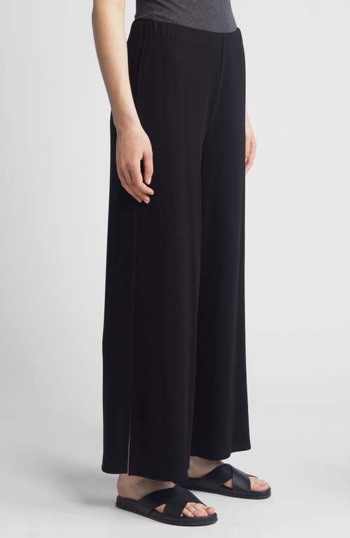 Shop Eileen Fisher Rib Wide Leg Ankle Pants In Black