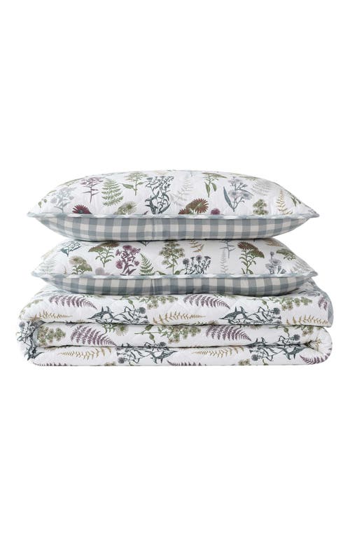 Shop Eddie Bauer Flower Field Cotton Quilt 3-piece Set In White/grey/green