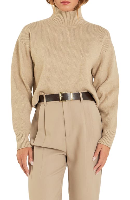 Shop Grey Lab Turtleneck Crop Sweater In Beige