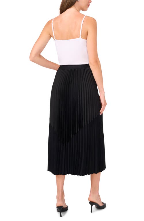 Halogenr Halogen(r) Pleated Mixed Media Skirt In Rich Black