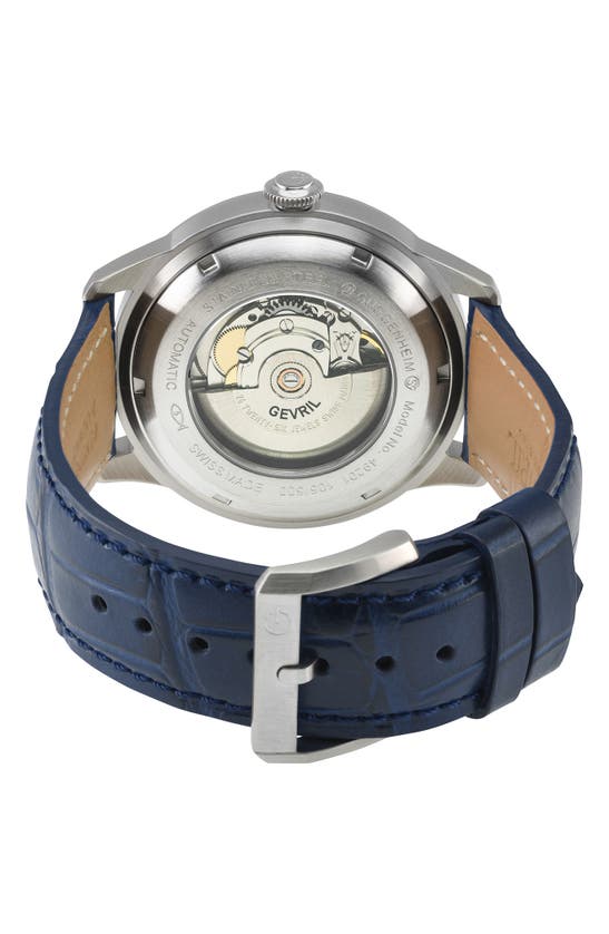 Shop Gv2 Guggenheim Swiss Automatic Croc Embossed Leather Strap Watch, 44mm In Blue