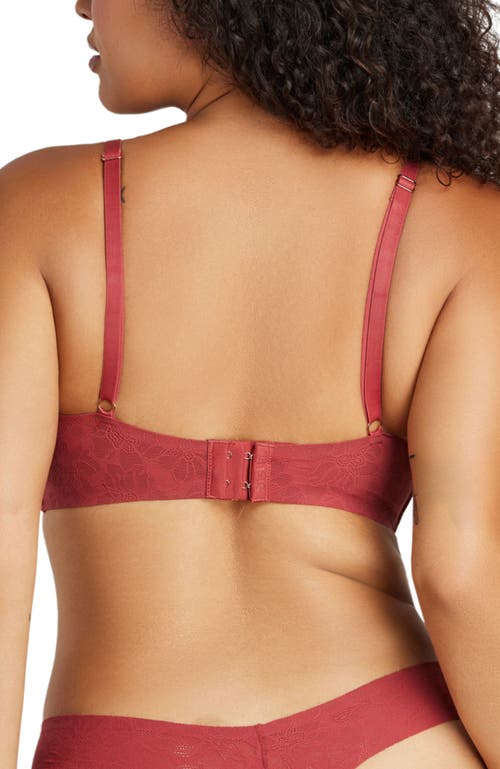 Shop Siella Soft Lace Balconette Foam Bra In Rosewood