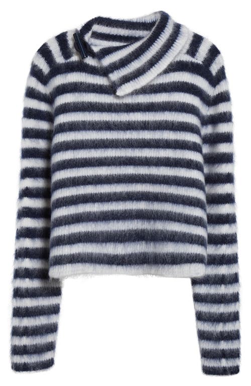 Shop Jacquemus Le Pull Marina Stripe Kid Mohair & Merino Wool Blend Sweater In Multi-navy