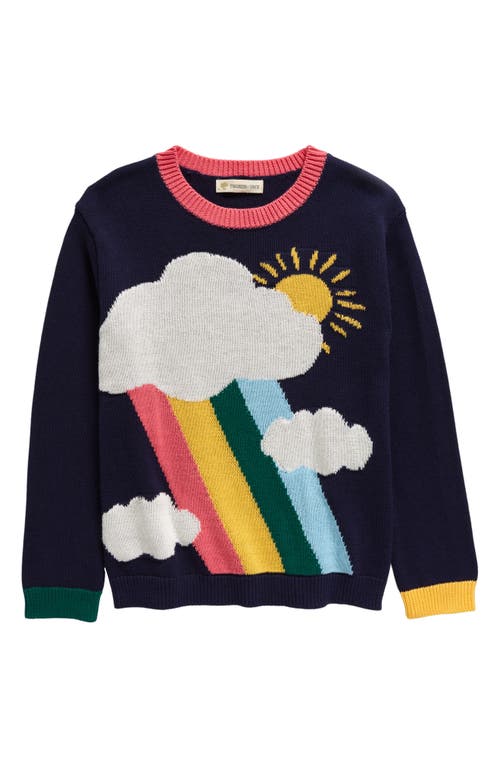 Tucker + Tate Kids' Icon Rainbow Cotton Crewneck Sweater in Navy Peacoat Rainbow Sky