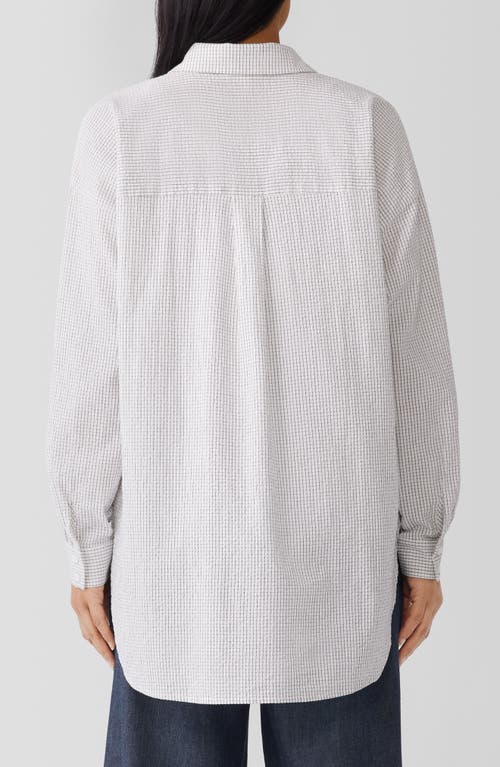 Shop Eileen Fisher Classic Collar Check Organic Cotton Button-up Shirt In White