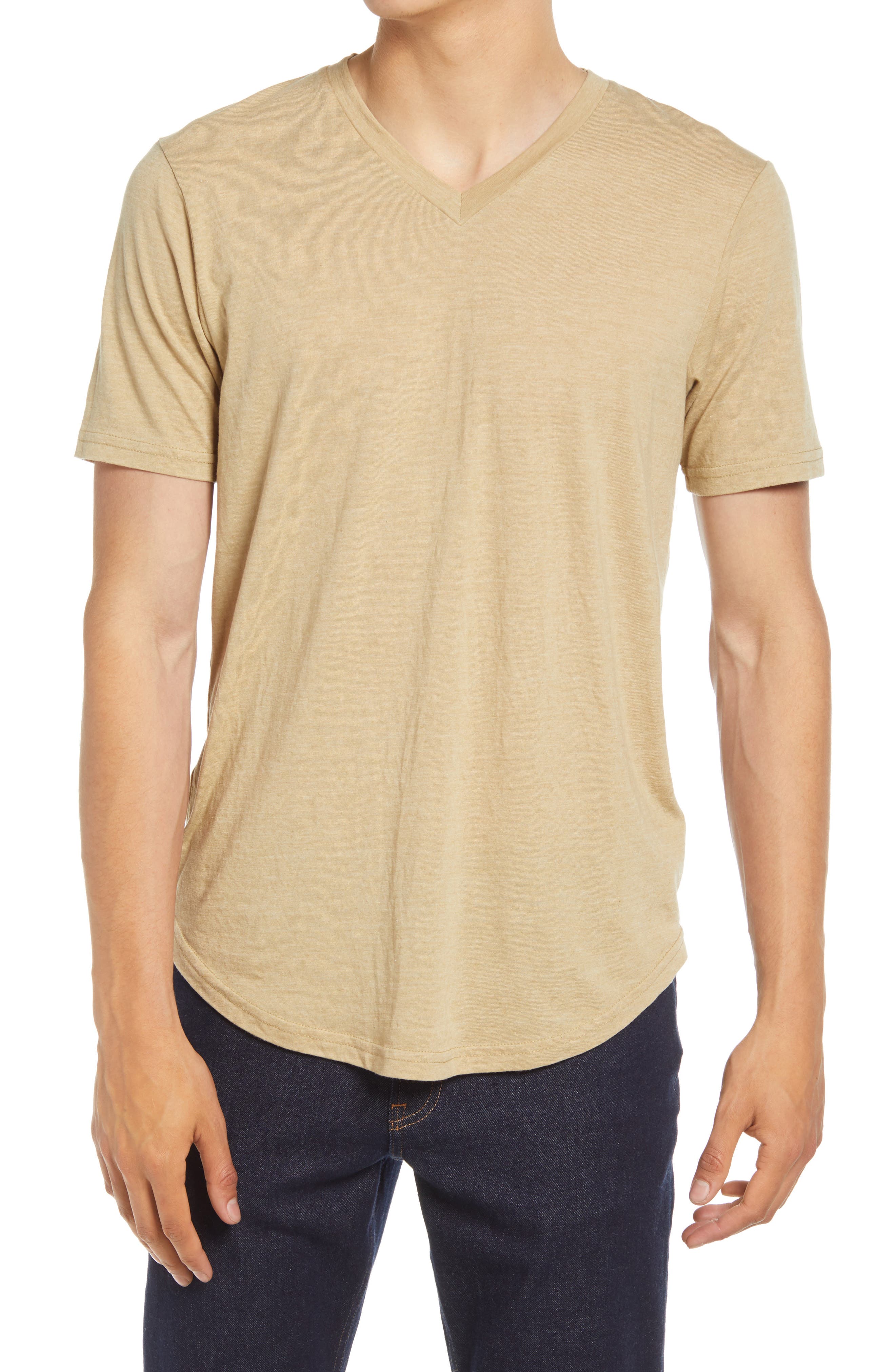 men beige t shirt