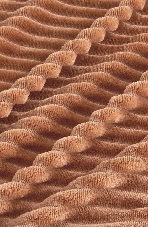 Woven & Weft Ribbed Faux Shearling Reversible Blanket In Toffee