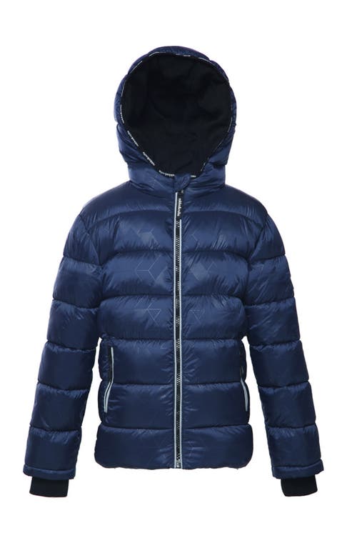 Shop Rokka&rolla Kids' Heavyweight Fleece Lined Puffer Jacket In Geo Emboss