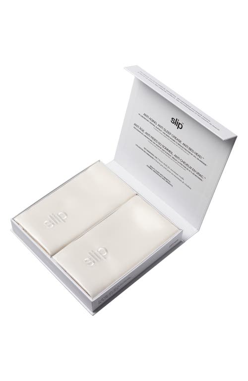 Slip Set Of 2 Silk King Pillowcases $220 Value In White