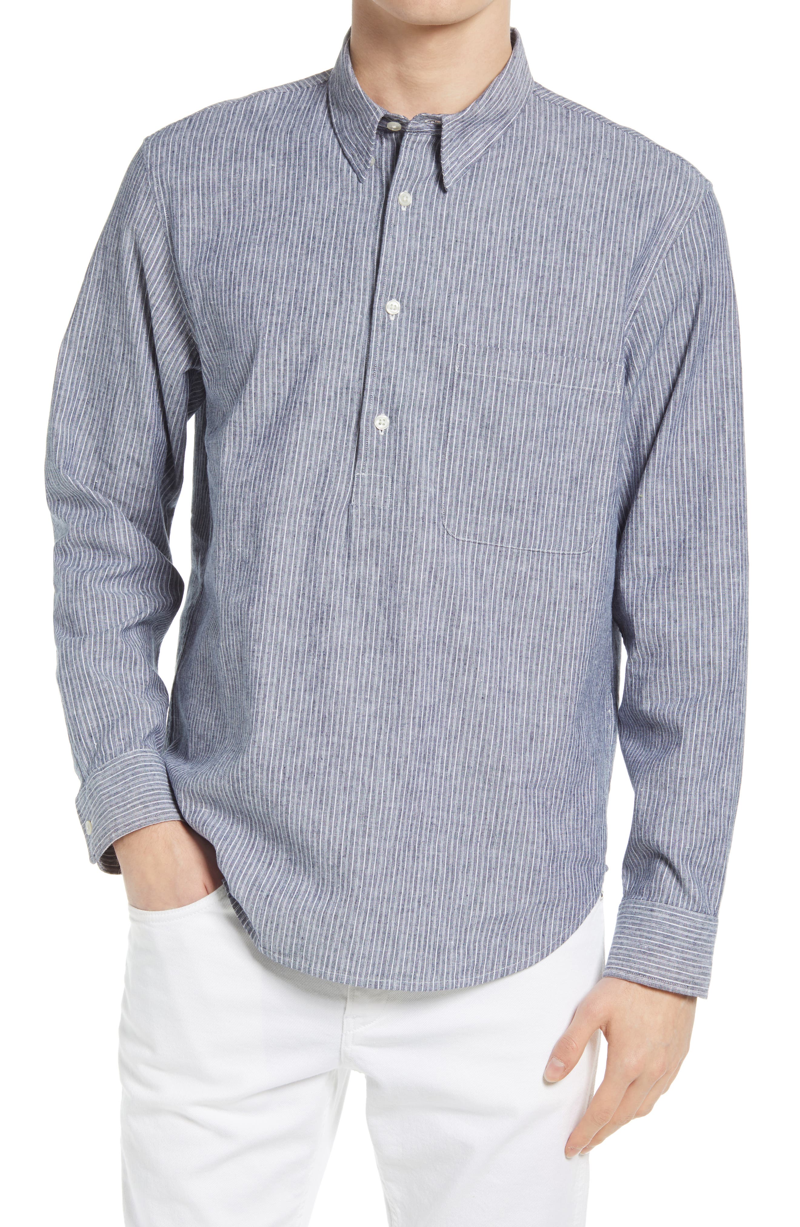 Club Monaco Slim Fit Stripe Chambray 