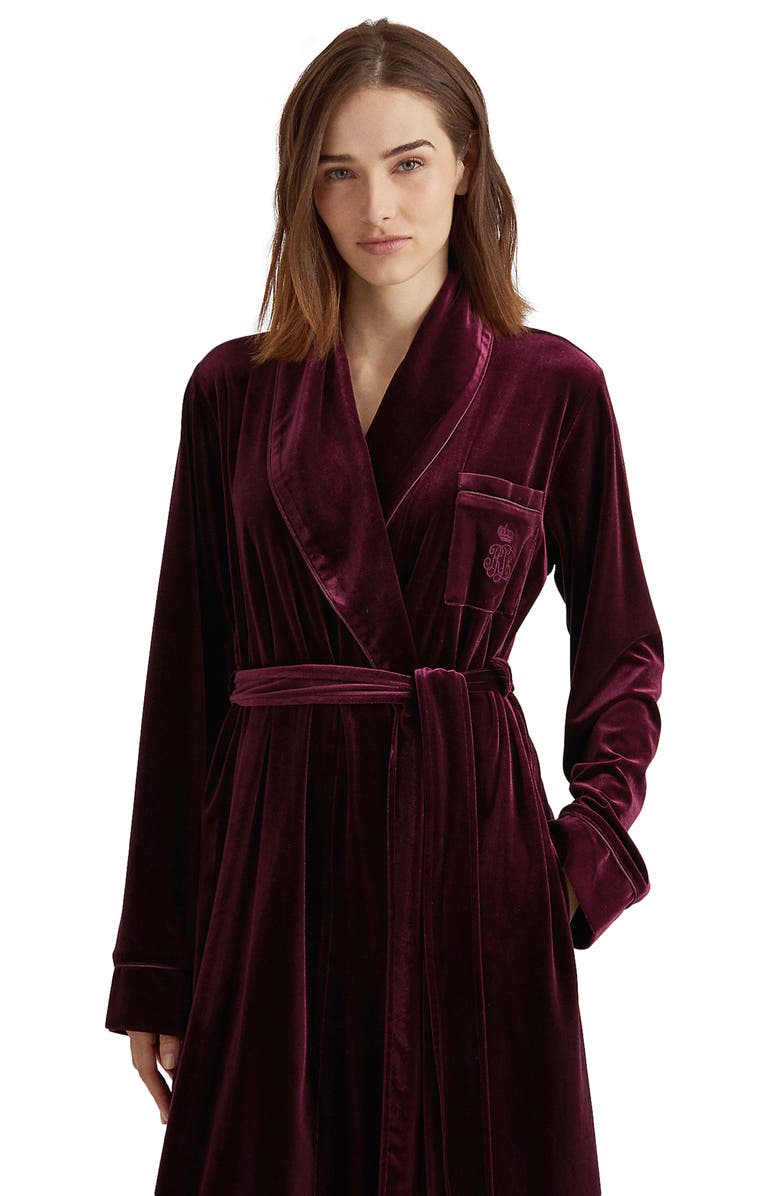 Lauren Ralph Lauren Shawl Collar Long Velvet Robe | Nordstrom