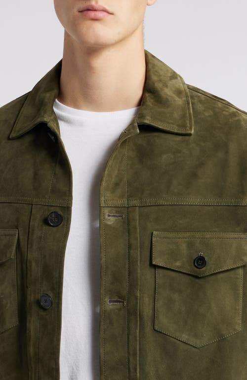 Shop Frame Clean Suede Jacket In Dark Olive