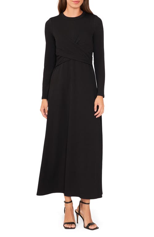 halogen(r) Long Sleeve Midi Dress in Rich Black