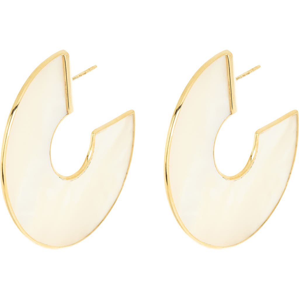 Shop Ippolita Rock Candy® 18k Gold Mother-of-pearl Hoop Earrings In Gold/mother Of Pearl